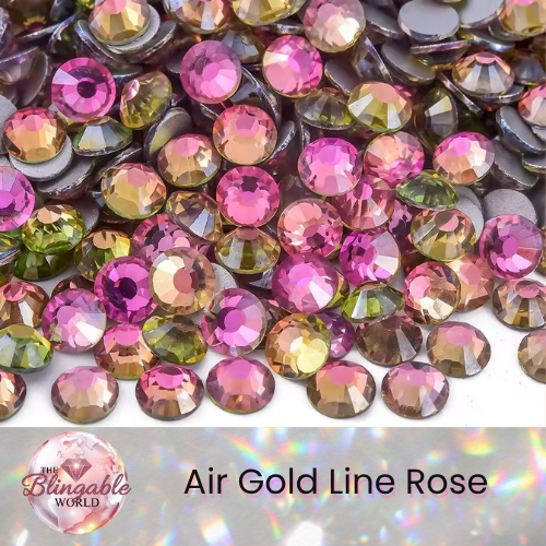 Air Gold Line Rose - Glass Flatback Rhinestone
