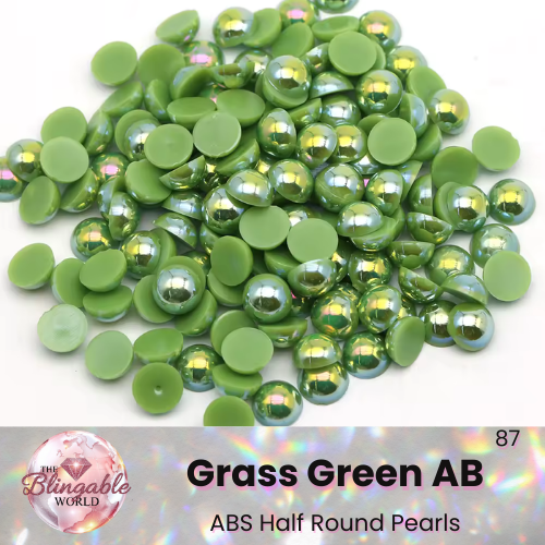 Grass Green AB - Half Round Pearls