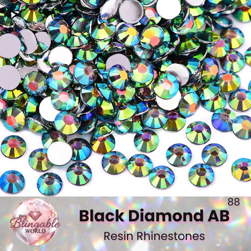 Black Diamond AB - Resin Flatback Rhinestone