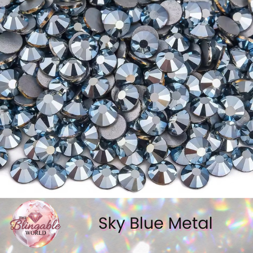 Sky Blue Metal - Glass Flatback Rhinestone