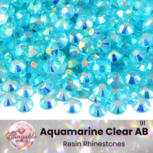 Aquamarine Clear AB - Resin Flatback Rhinestone