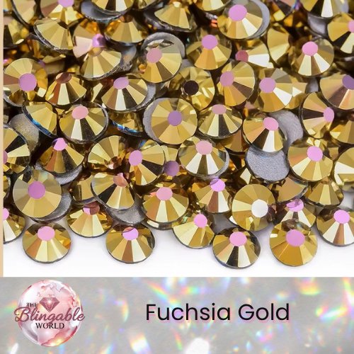 Fuchsia Gold - Glass Flatback Rhinestone