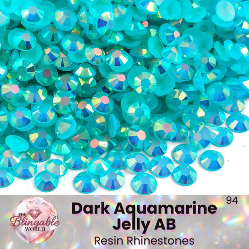 Dark Aquamarine Jelly AB - Resin Flatback Rhinestone