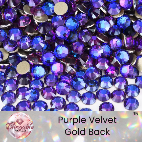 Purple Velvet - Gold Back Glass Flatback Rhinestone