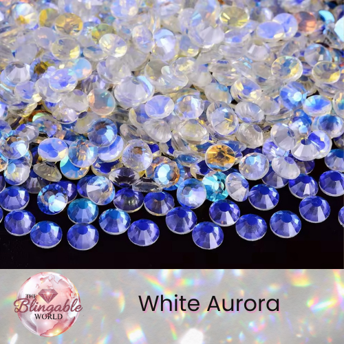 White Aurora - Glass Flatback Rhinestone