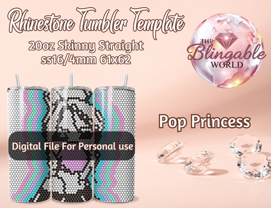 20oz Tumbler Template - Pop Princess *Digital File*