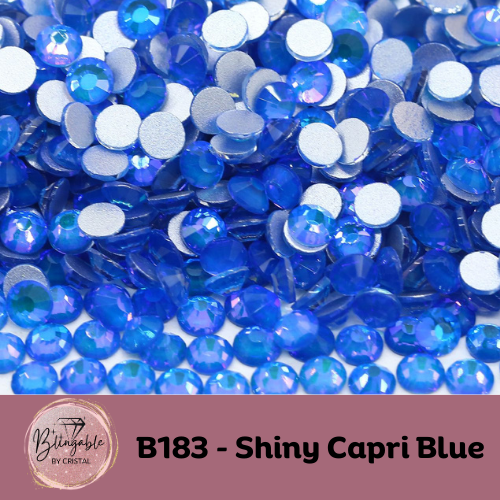 Shiny Capri Blue (B 183) - Glass Flatback Rhinestone