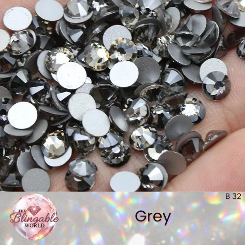 Grey - Glass Flatback Rhinestone