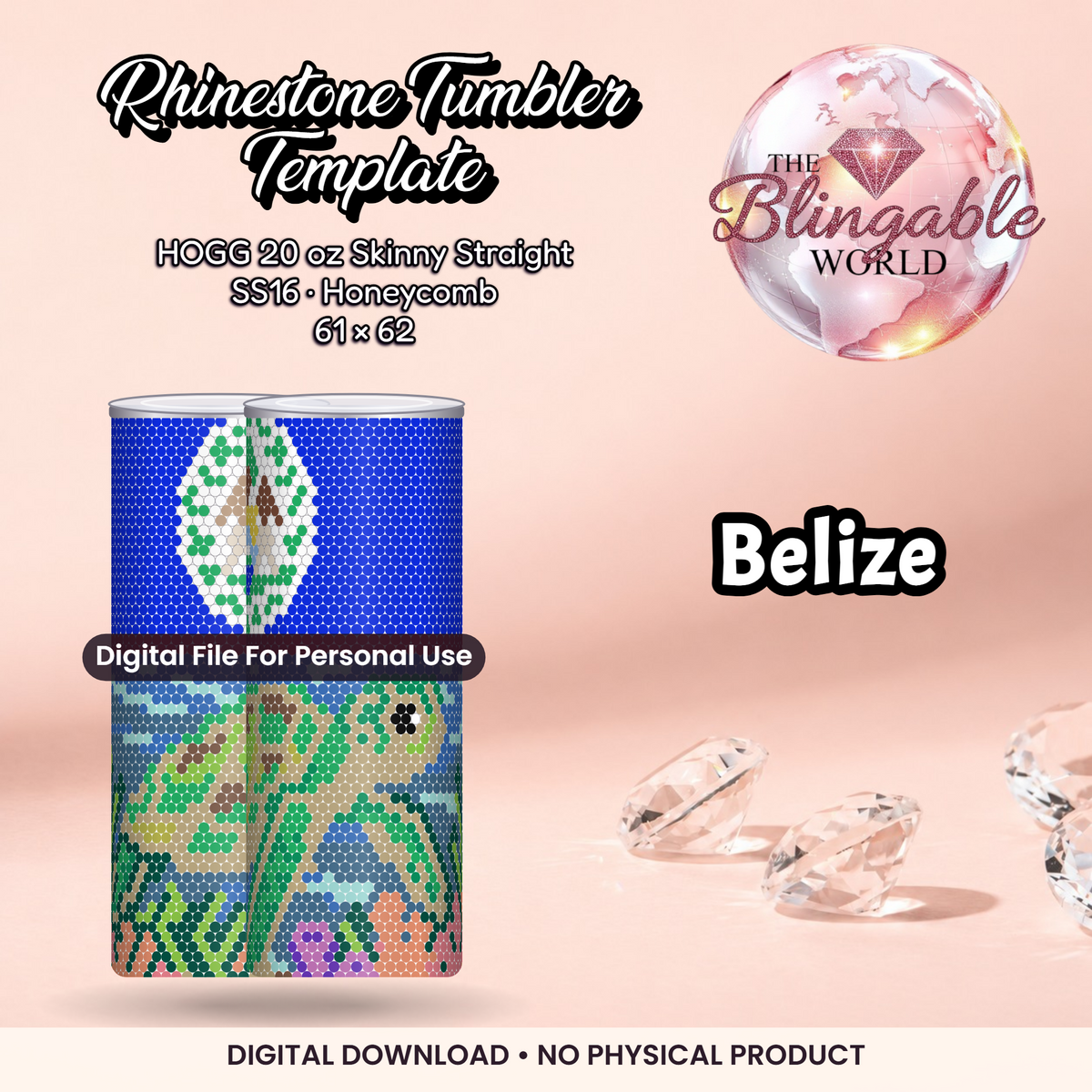 Belize - 20oz Honeycomb Tumbler Template *Digital File* product mockup