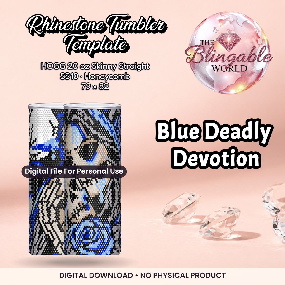 Blue Deadly Devotion - 20oz Honeycomb Tumbler Template *Digital File* product mockup