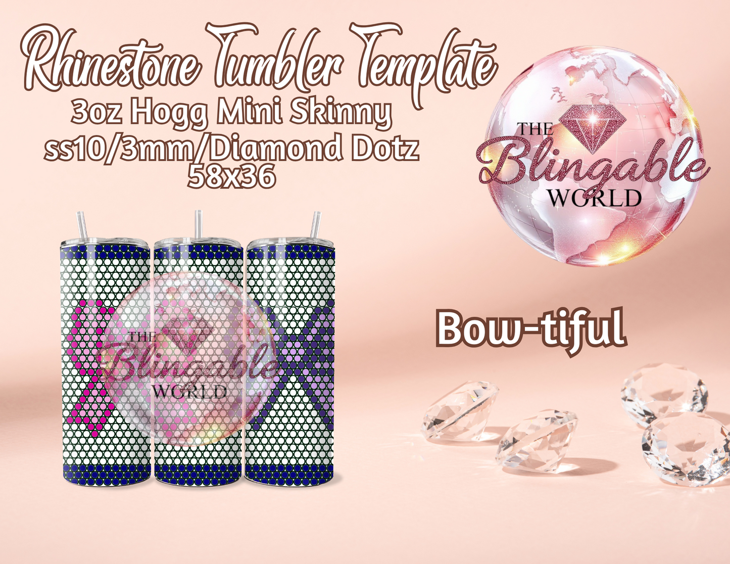 3oz Tumbler Template - Bow-tiful *Digital File*