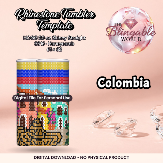 Colombia - 20oz Honeycomb Tumbler Template *Digital File* product mockup