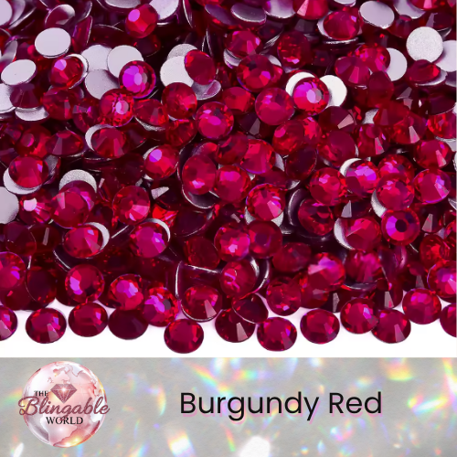 Burgundy Red - Glass Flatback Rhinestone