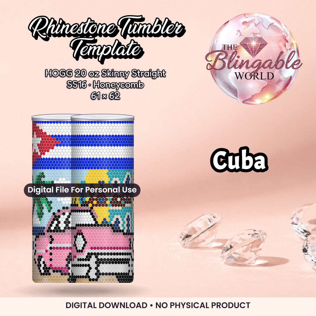 Cuba - 20oz Honeycomb Tumbler Template *Digital File* product mockup