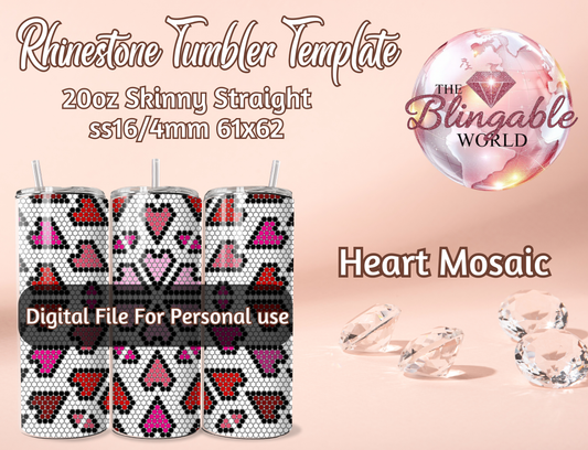 Heart Mosaic - 20oz Tumbler Template *Digital File*
