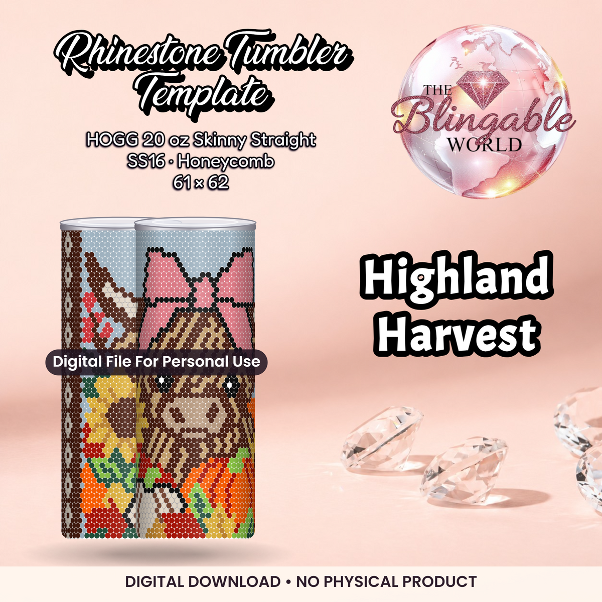 Highland Harvest - 20oz Honeycomb Tumbler Template *Digital File* product mockup