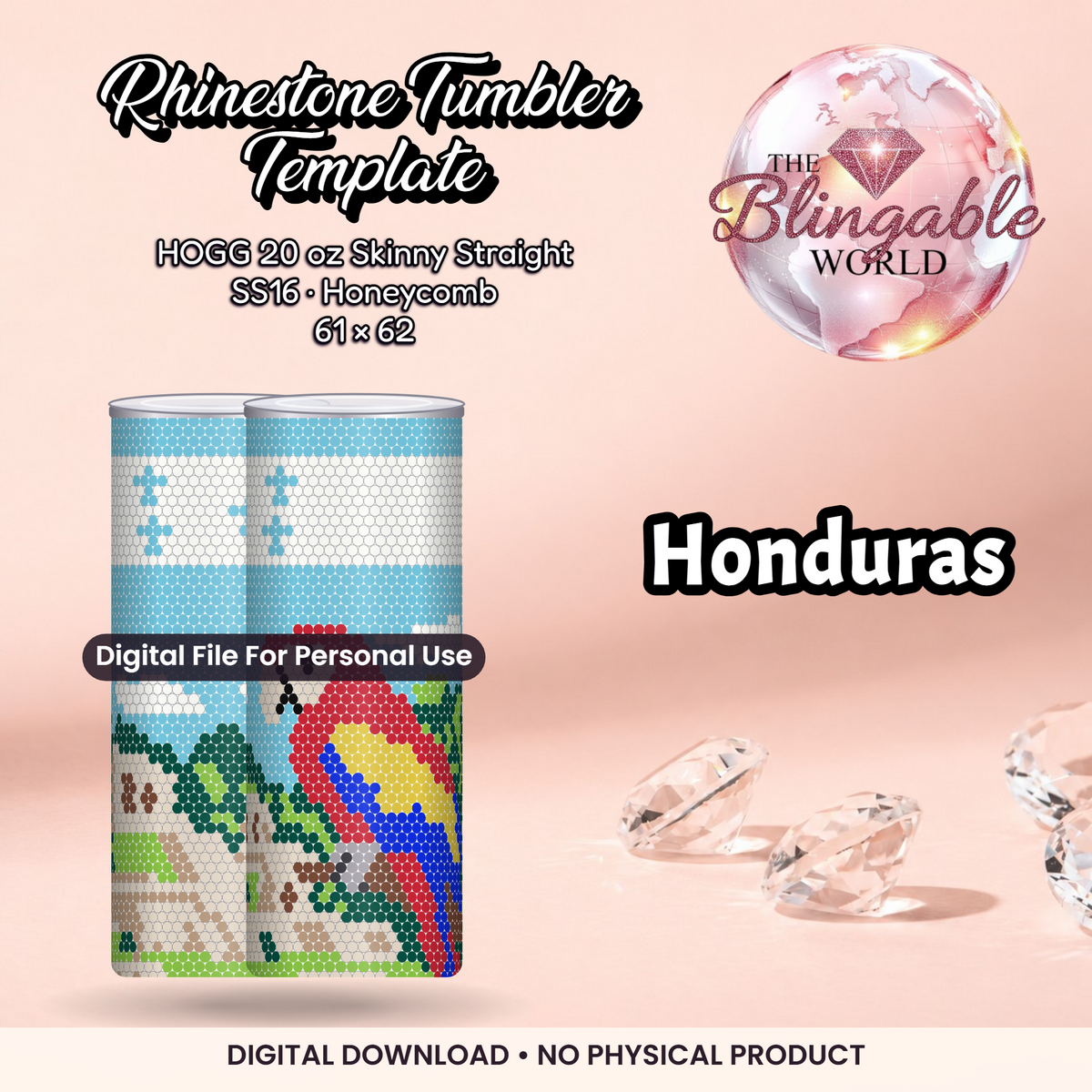 Honduras - 20oz Honeycomb Tumbler Template *Digital File* product mockup