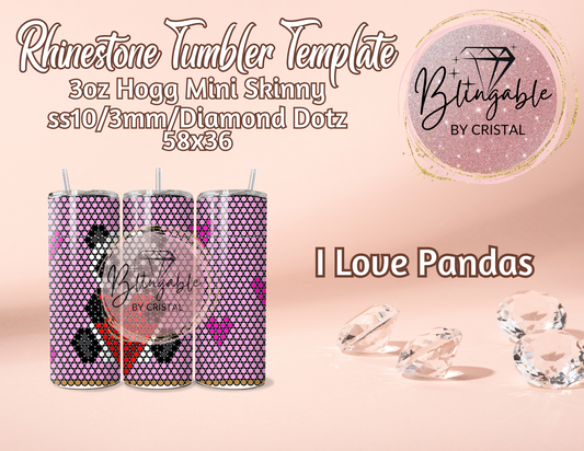 3oz Tumbler Template - I Love Pandas *Digital File*