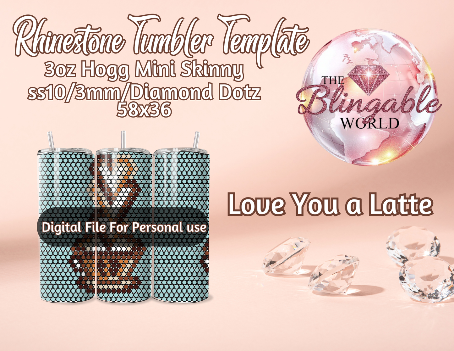 Love You a Latte - 3oz Tumbler Template *Digital File*
