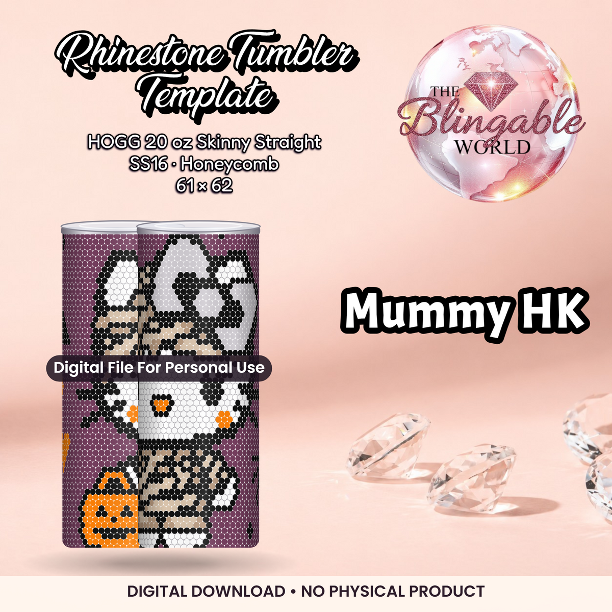 Mummy HK - 20oz Honeycomb Tumbler Template *Digital File* product mockup