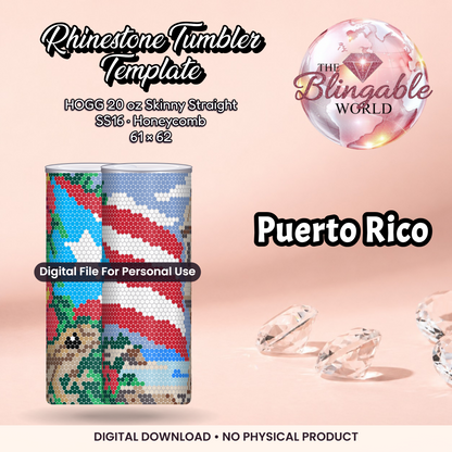 Puerto Rico - 20oz Honeycomb Tumbler Template *Digital File* product mockup
