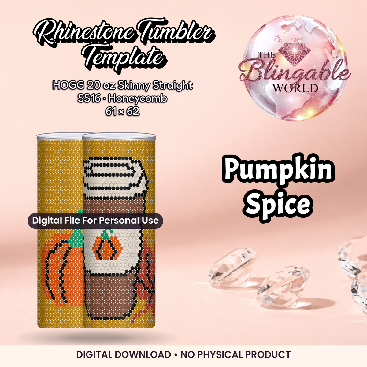 Pumpkin Spice - 20oz Honeycomb Tumbler Template *Digital File* product mockup