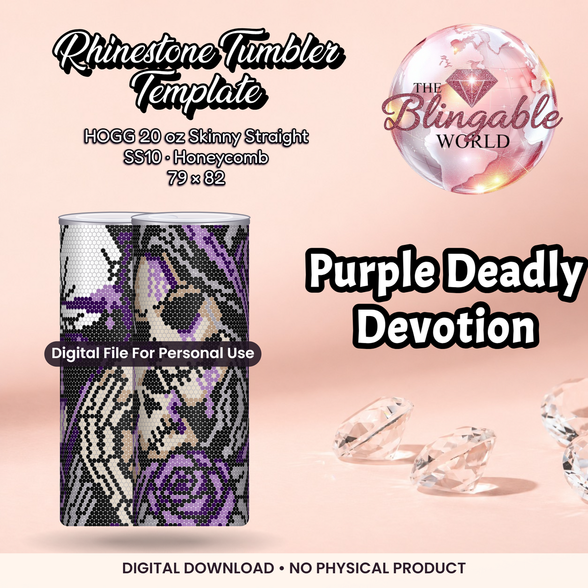 Purple Deadly Devotion - 20oz Honeycomb Tumbler Template *Digital File* product mockup