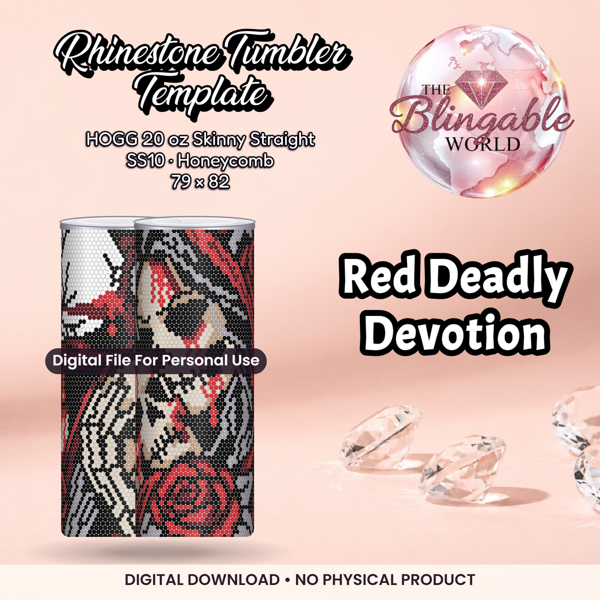 Red Deadly Devotion - 20oz Honeycomb Tumbler Template *Digital File* product mockup