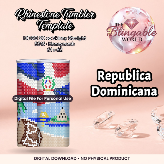 Republica Dominicana - 20oz Honeycomb Tumbler Template *Digital File* product mockup
