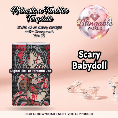 Scary Babydoll - 20oz Honeycomb Tumbler Template *Digital File*