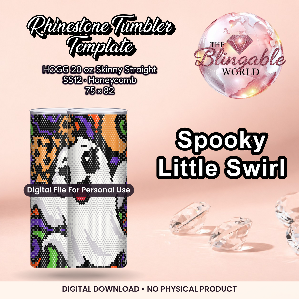 Spooky Little Swirl - 20oz Honeycomb Tumbler Template *Digital File* product mockup