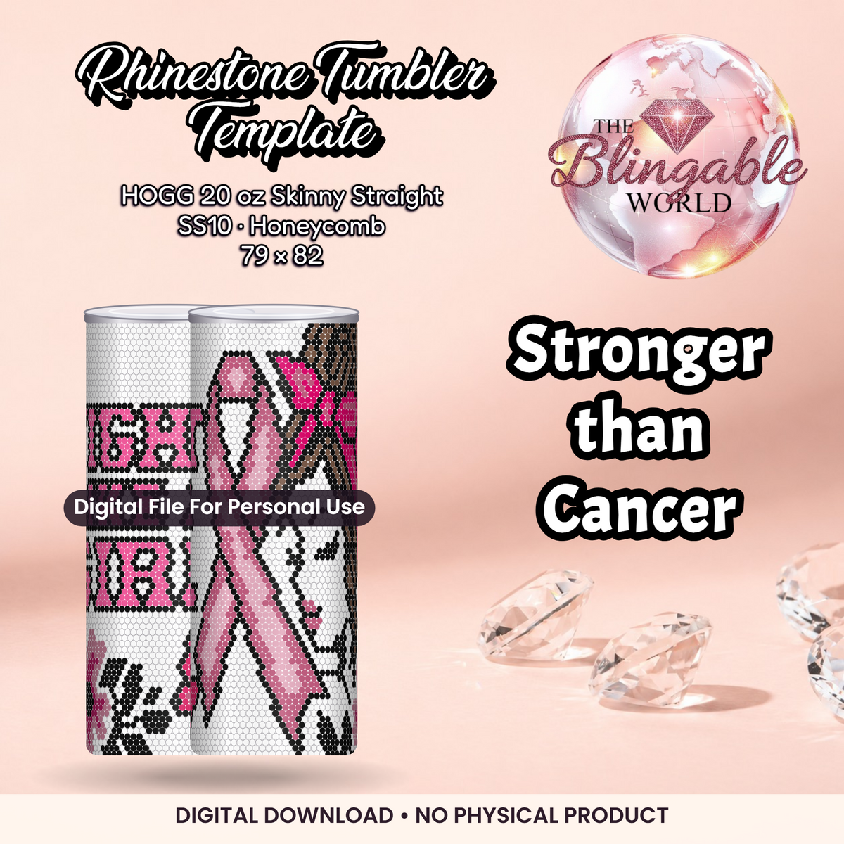Stronger than cancer - 20oz Honeycomb Tumbler Template *Digital File* product mockup