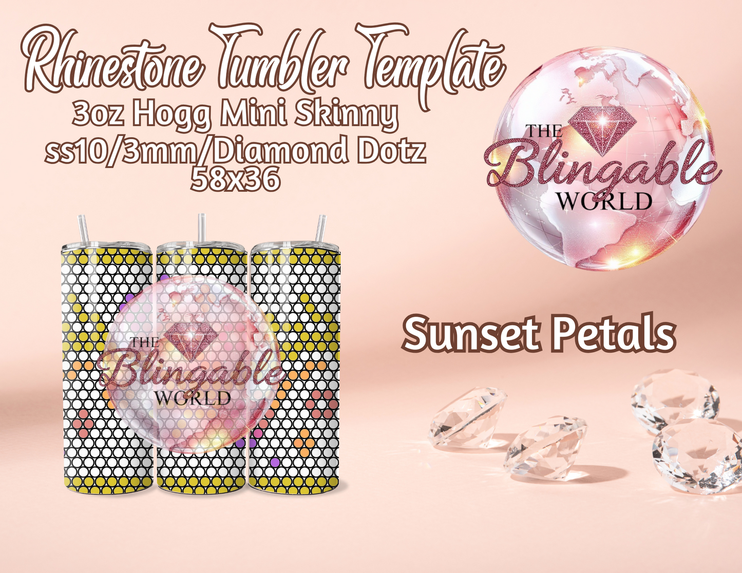 3oz Tumbler Template - Sunset Petals *Digital File*
