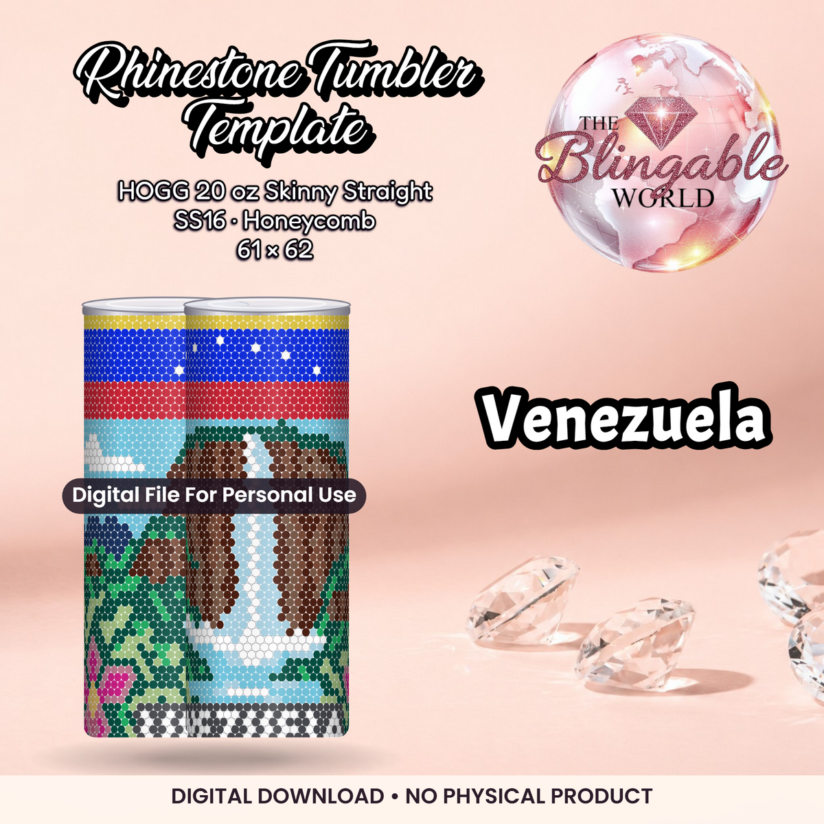Venezuela - 20oz Honeycomb Tumbler Template *Digital File* product mockup