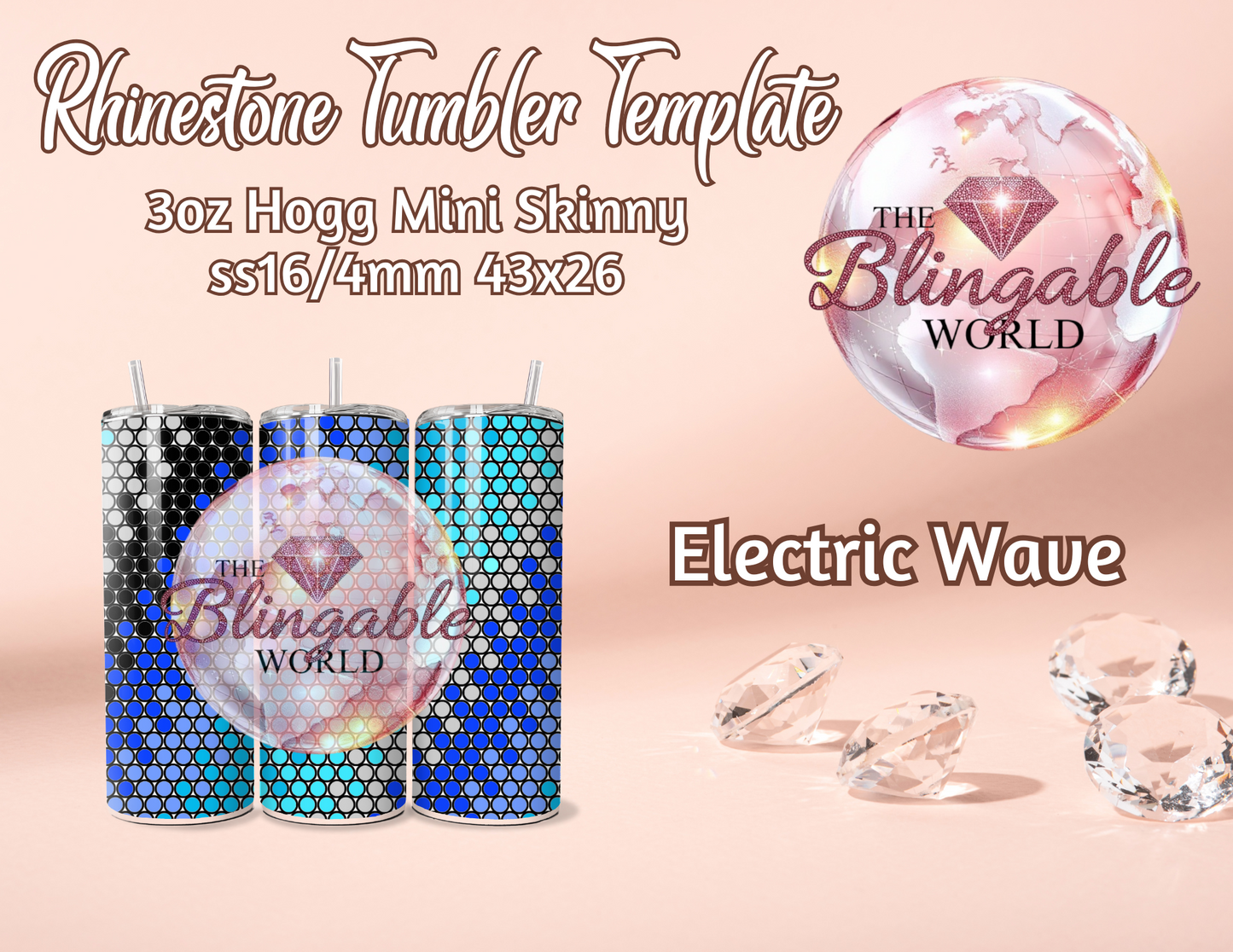 3oz Tumbler Template - Electric Wave *Digital File*