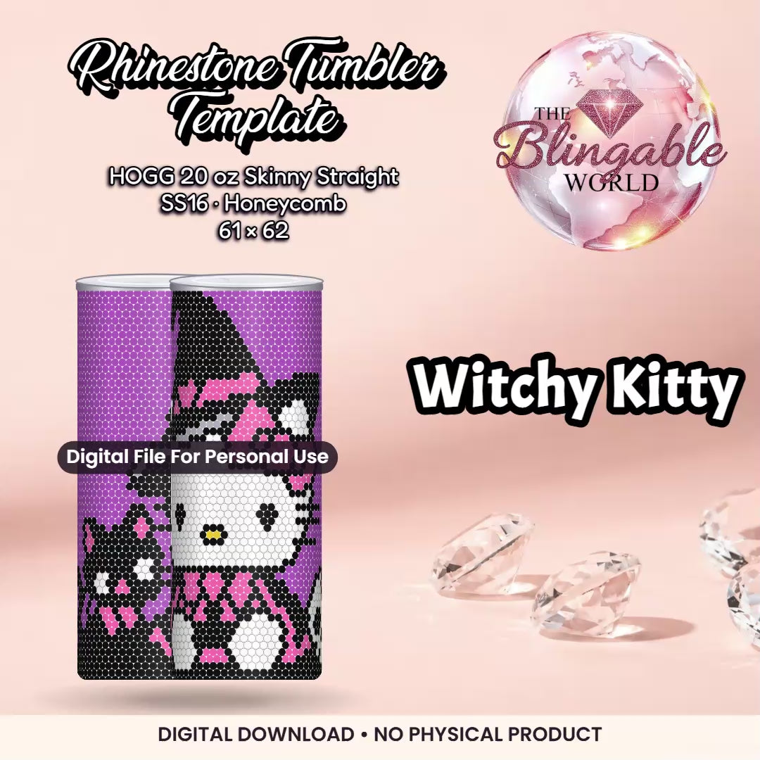 Witchy Kitty - 20oz Honeycomb Tumbler Template *Digital File* mockup video
