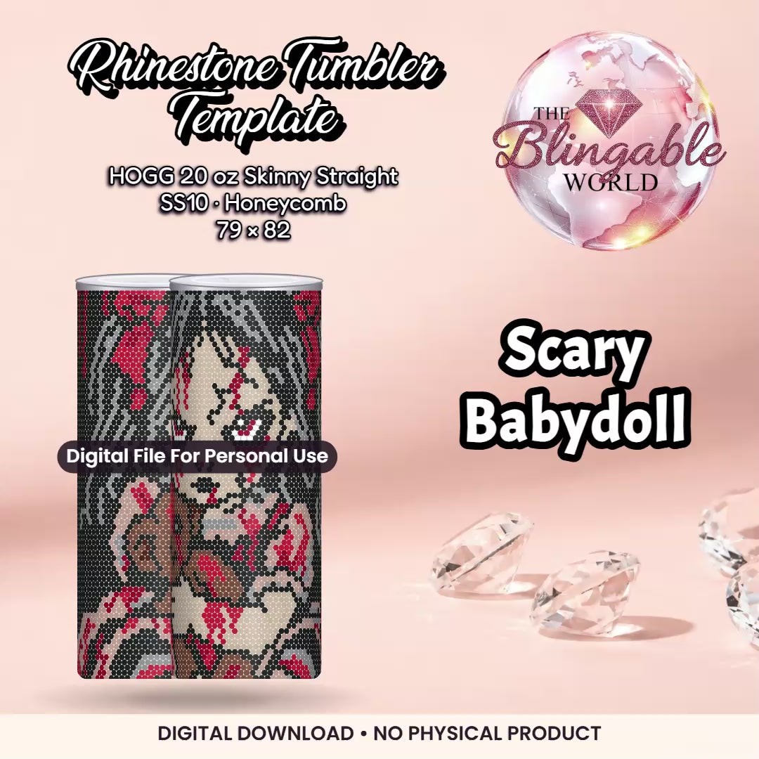 Scary Babydoll - 20oz Honeycomb Tumbler Template *Digital File* mockup video
