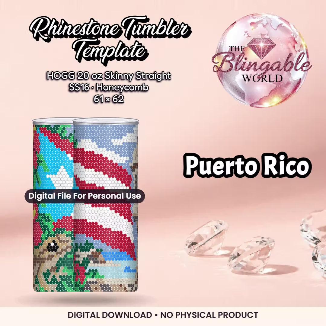 Puerto Rico - 20oz Honeycomb Tumbler Template *Digital File* mockup video