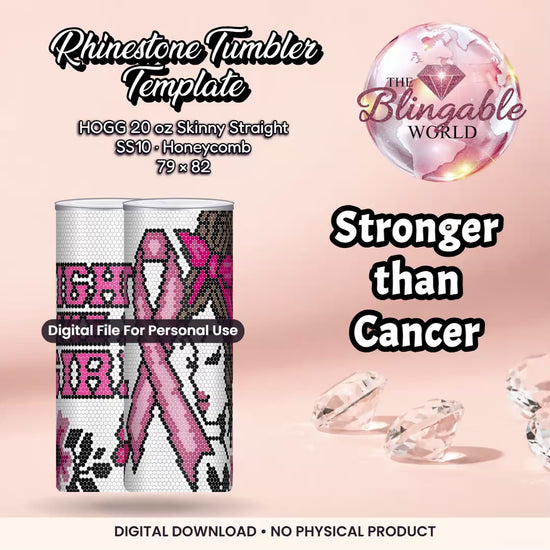Stronger than cancer - 20oz Honeycomb Tumbler Template *Digital File* mockup video