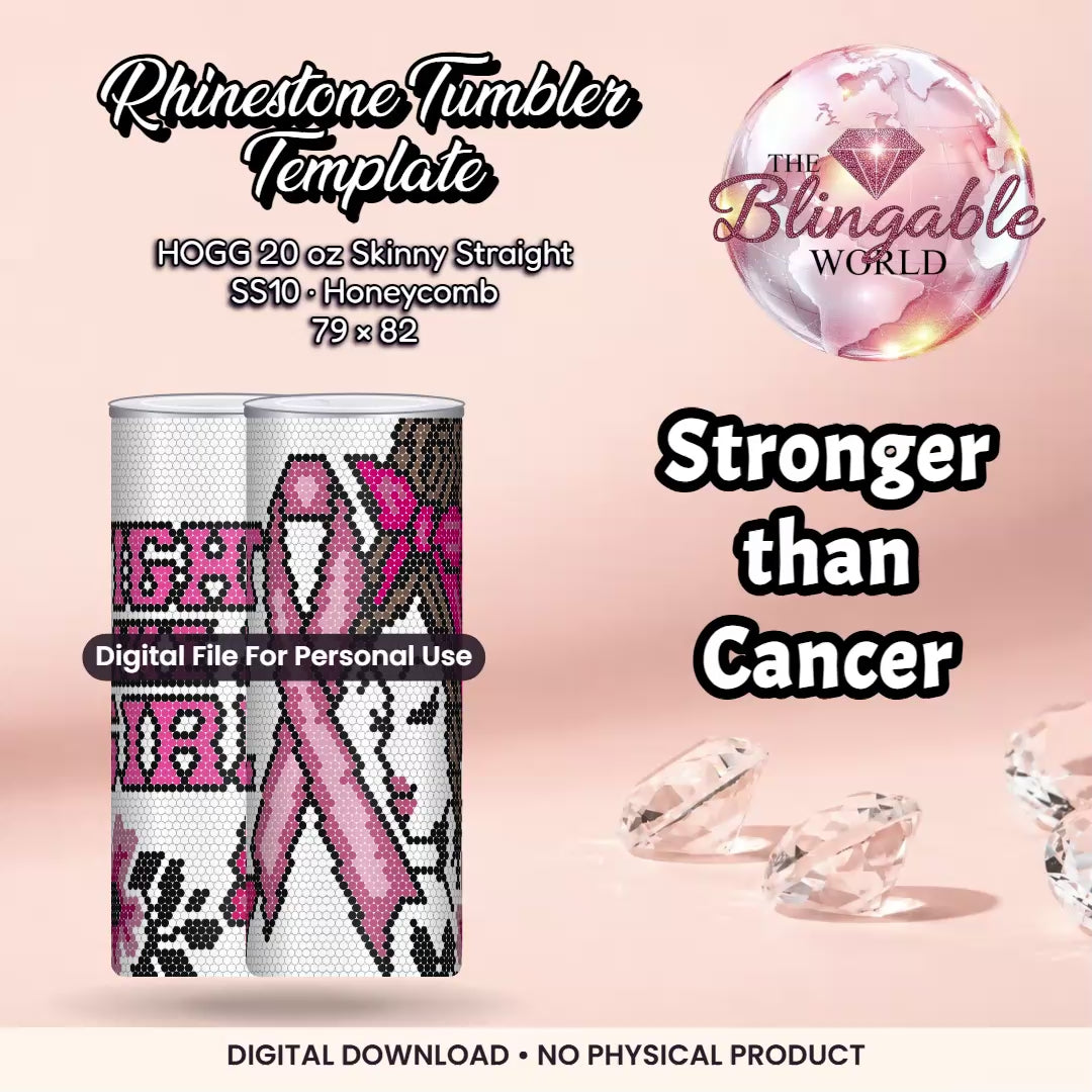 Stronger than cancer - 20oz Honeycomb Tumbler Template *Digital File* mockup video