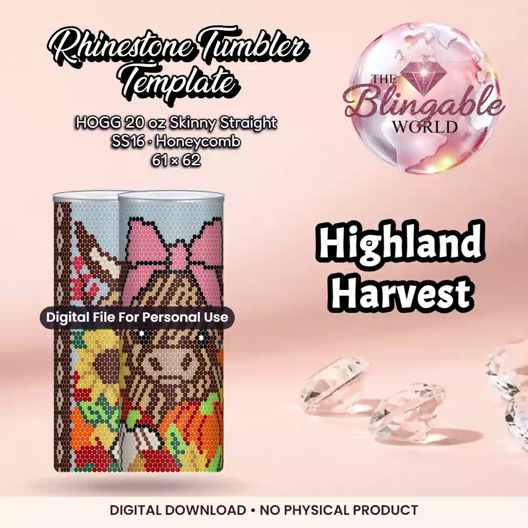 Highland Harvest - 20oz Honeycomb Tumbler Template *Digital File* mockup video